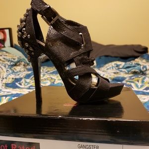NWT black rhinestone and studded heels